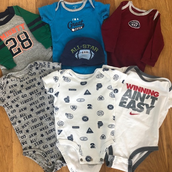 Baby boy sports onesies and hat bundle - Picture 1 of 2
